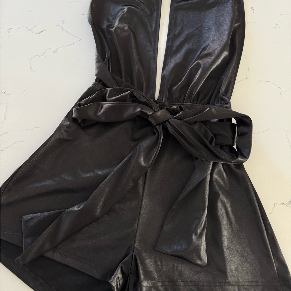 Black Satin Halter Romper - NEW - Picture 3 of 6